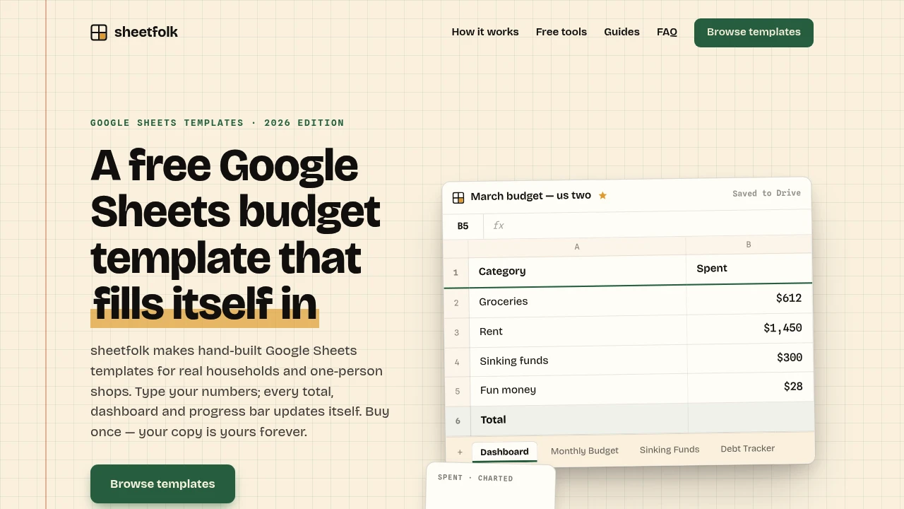 Screenshot of Sheetfolk website