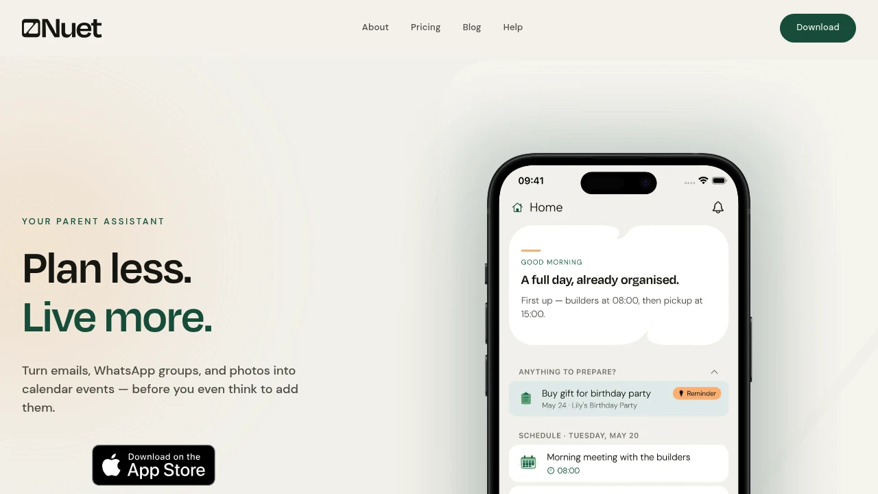 Screenshot of Nuet website