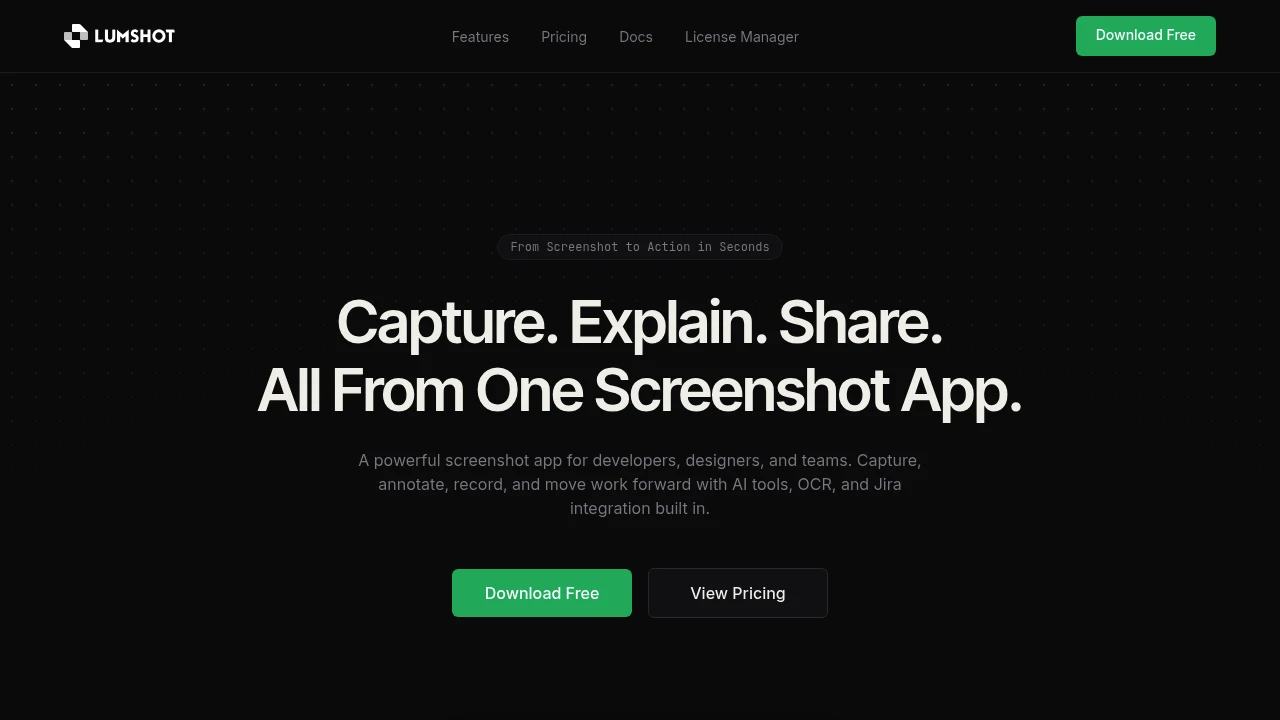 Screenshot of Lumshot website