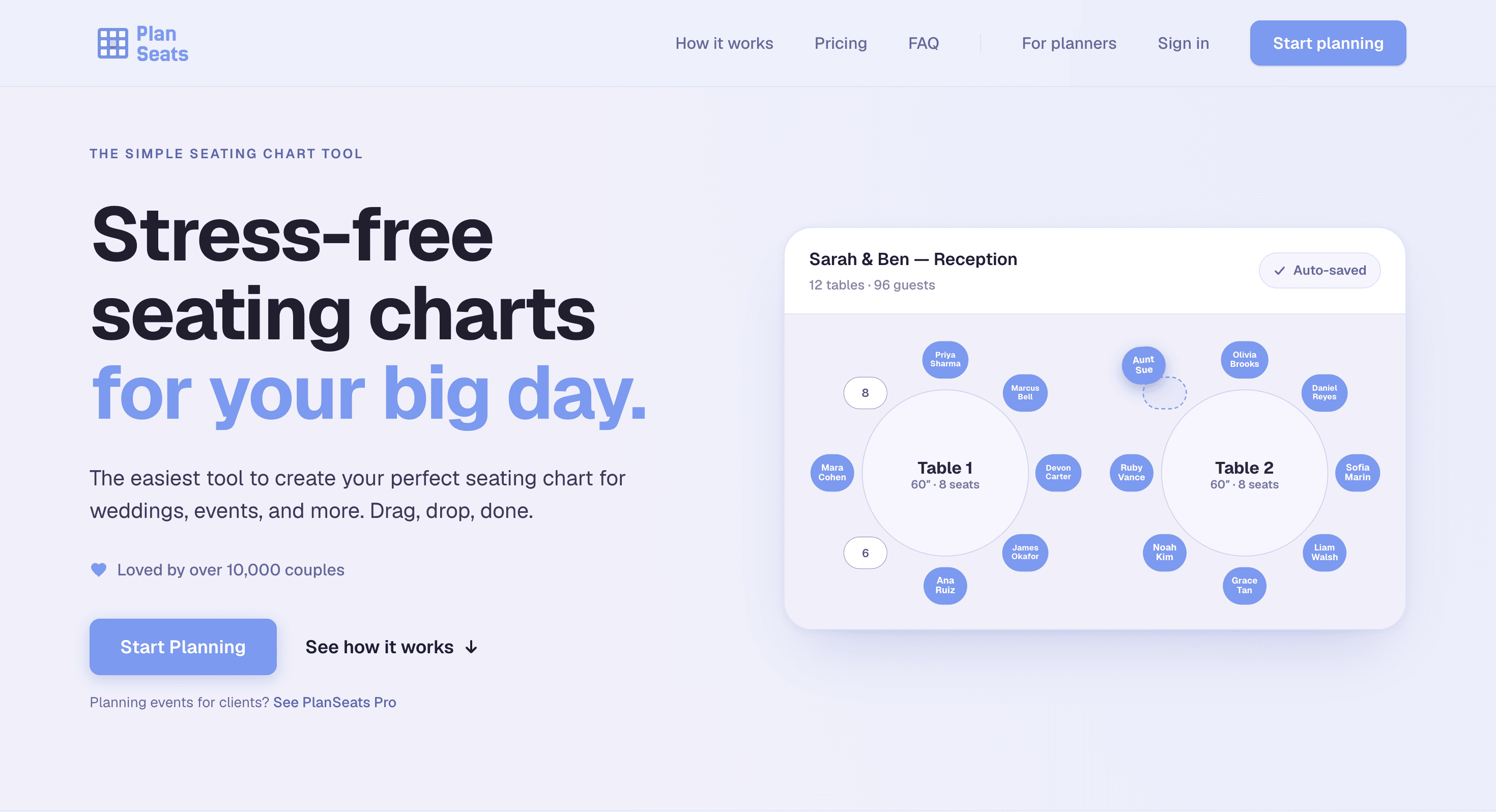 Screenshot of PlanSeats website
