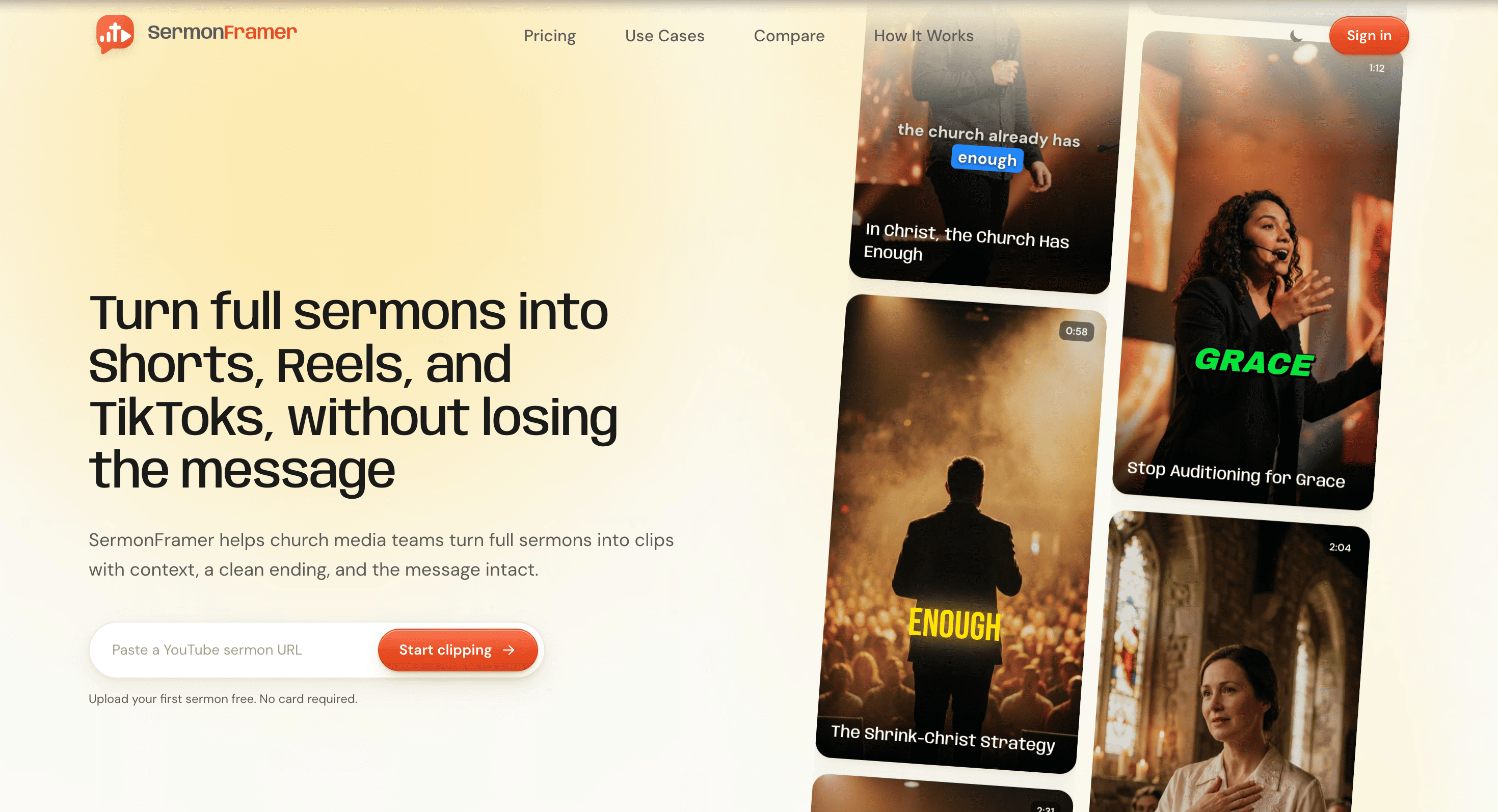Screenshot of SermonFramer website