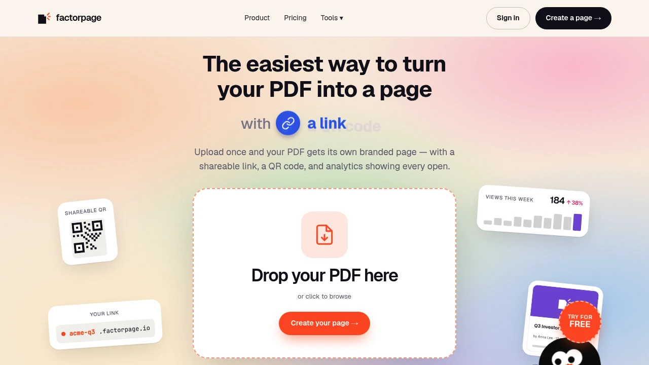 Screenshot of FactorPage website