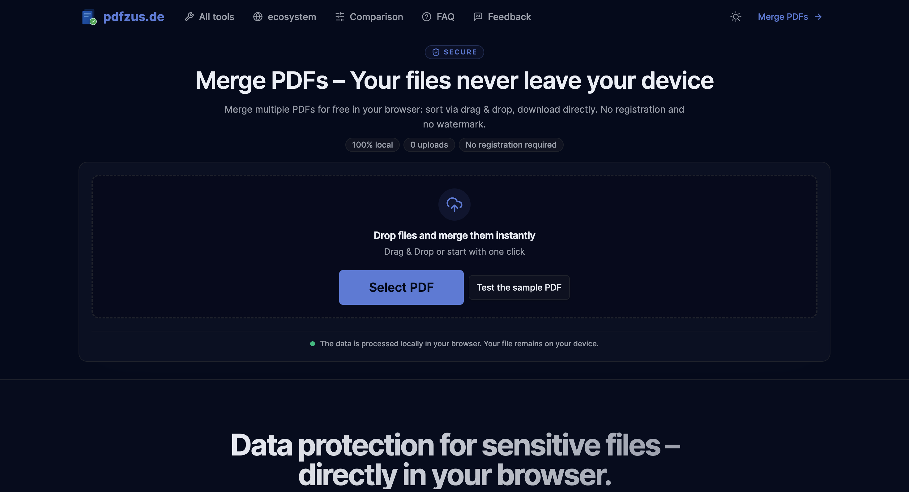 Screenshot of pdfzus website