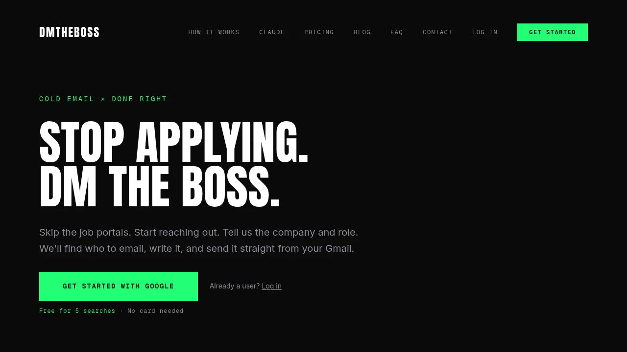 Screenshot of dm-the-boss website