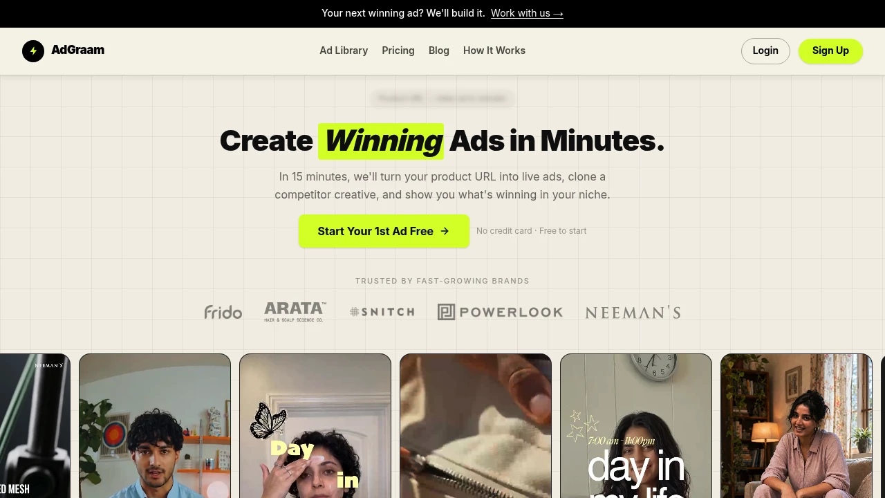 Screenshot of AdGraam website
