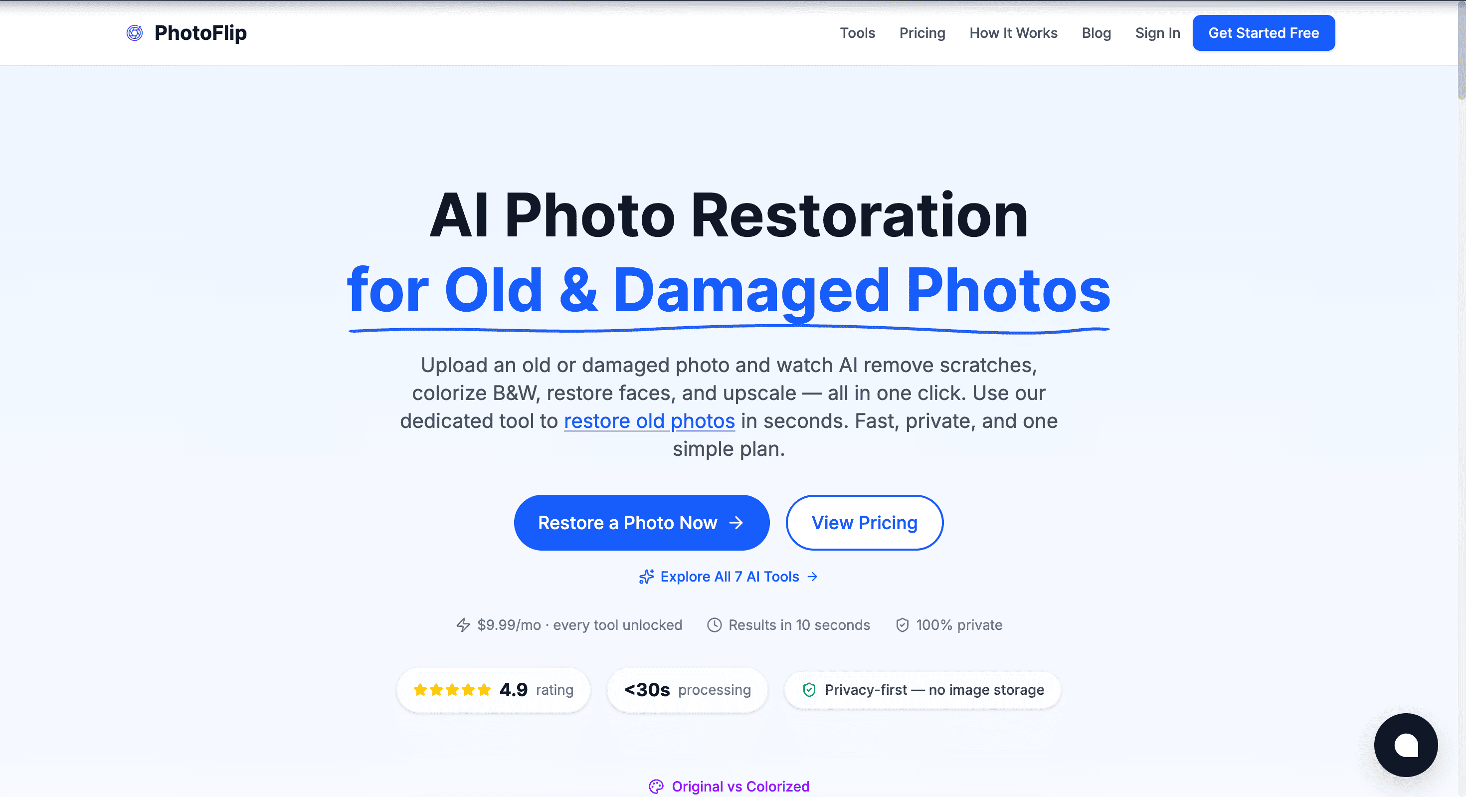 Screenshot of PhotoFlip website