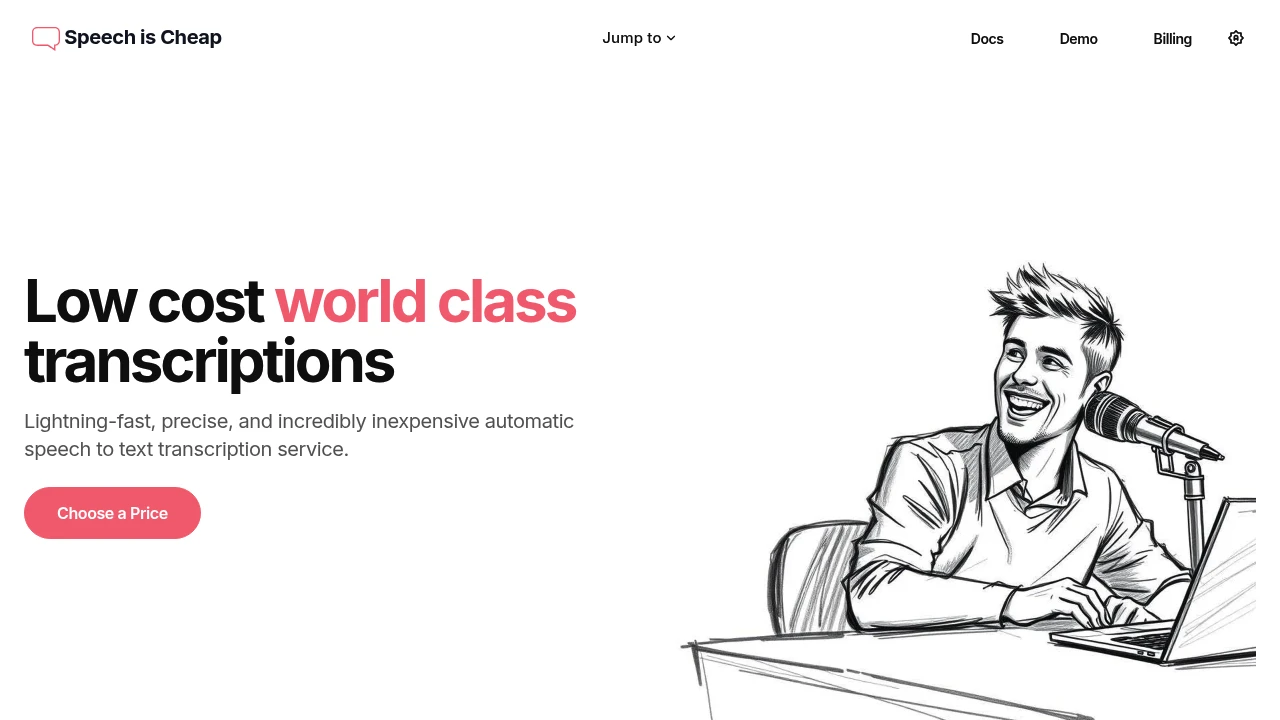 Screenshot of Speech is Cheap website