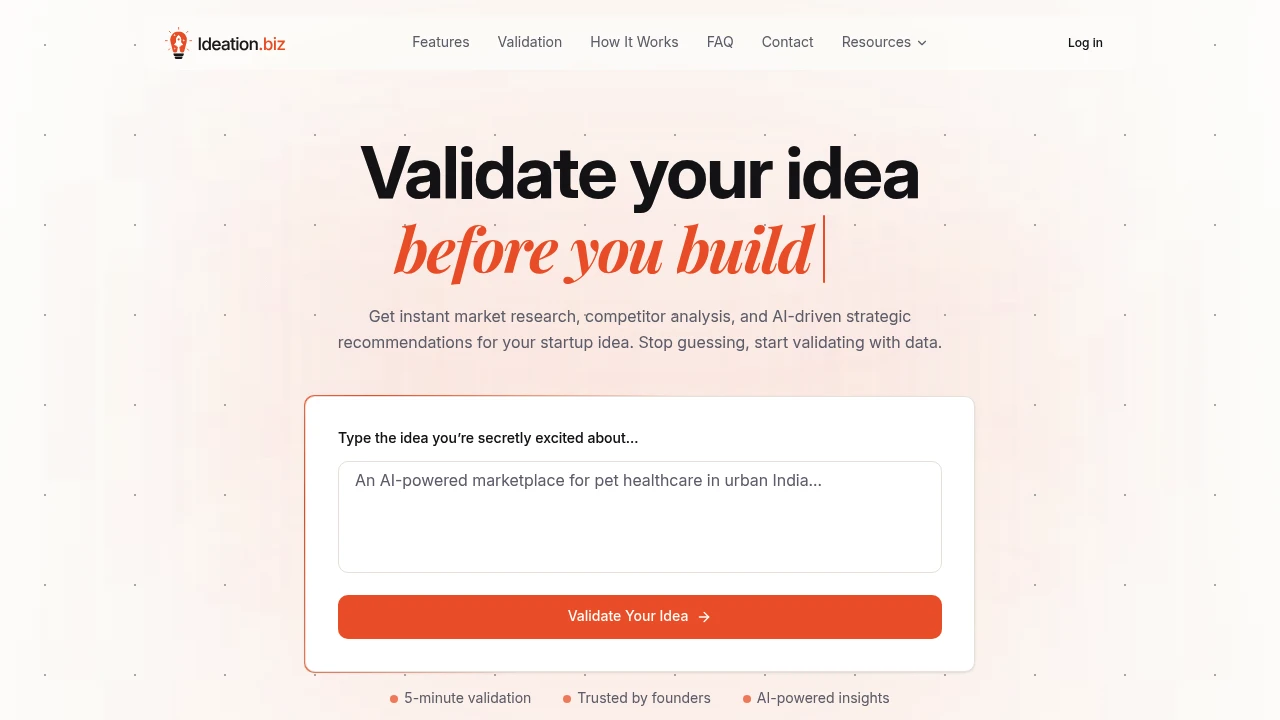 Screenshot of Ideation.biz website