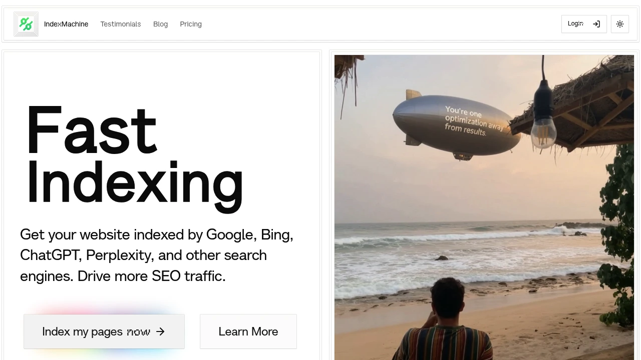Screenshot of IndexMachine website