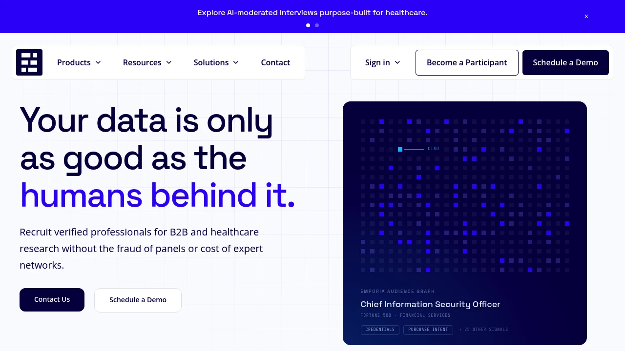 Screenshot of emporiaresearch.com website