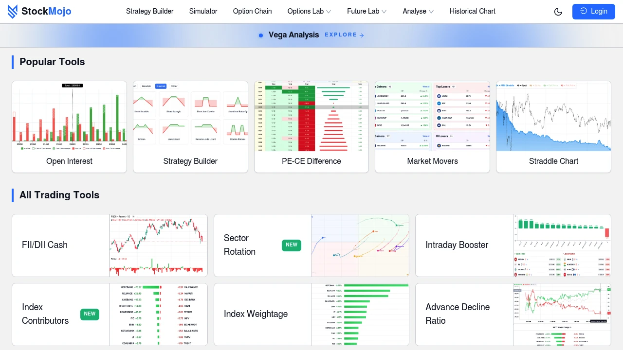 Screenshot of StockMojo website