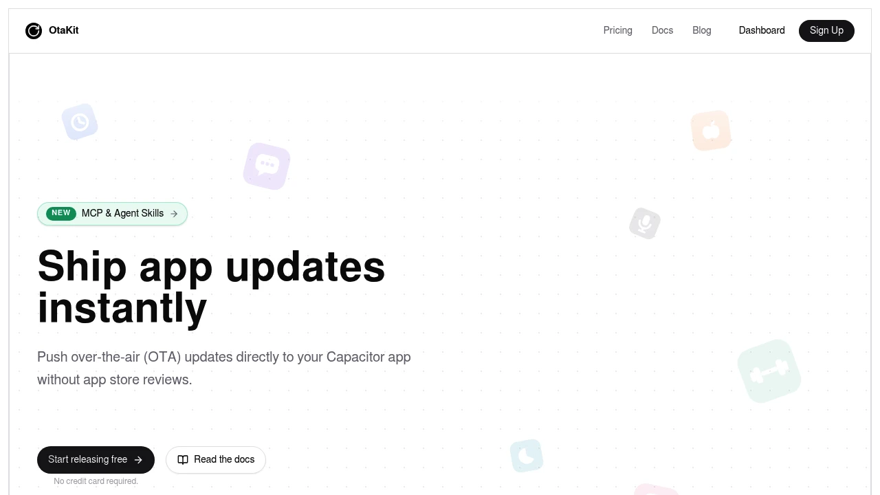 Screenshot of OtaKit website