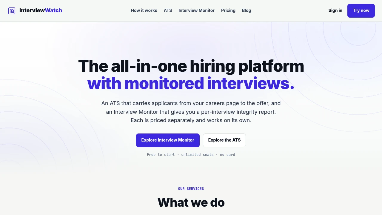 Screenshot of Interviewwatch website