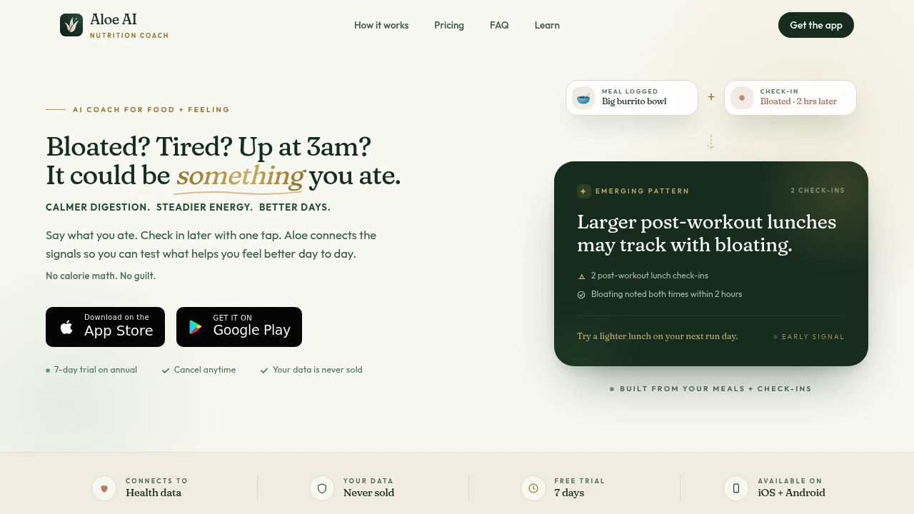 Screenshot of Aloe AI website