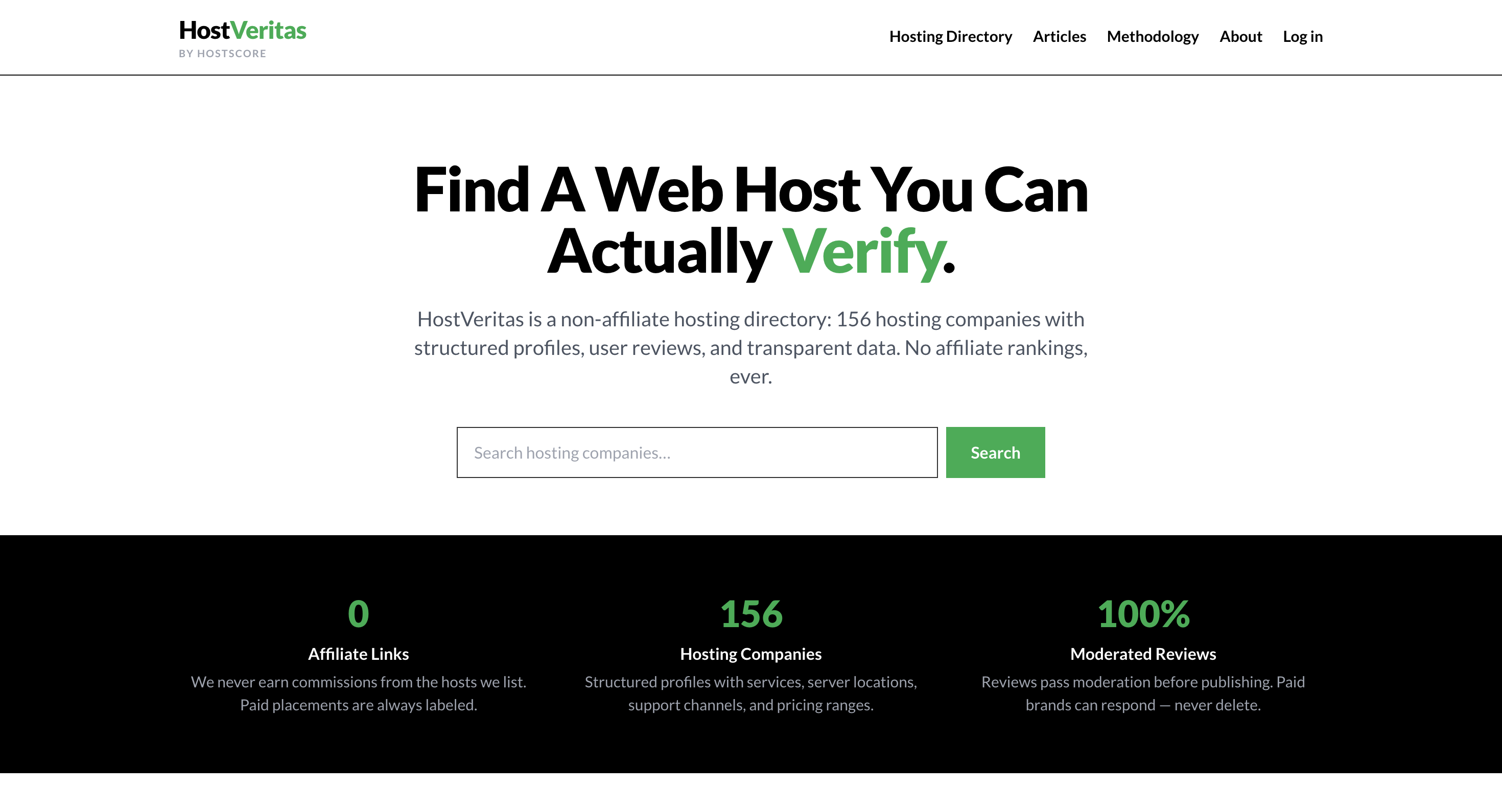 Screenshot of HostVeritas website