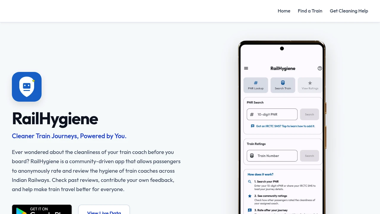 Screenshot of RailHygiene website