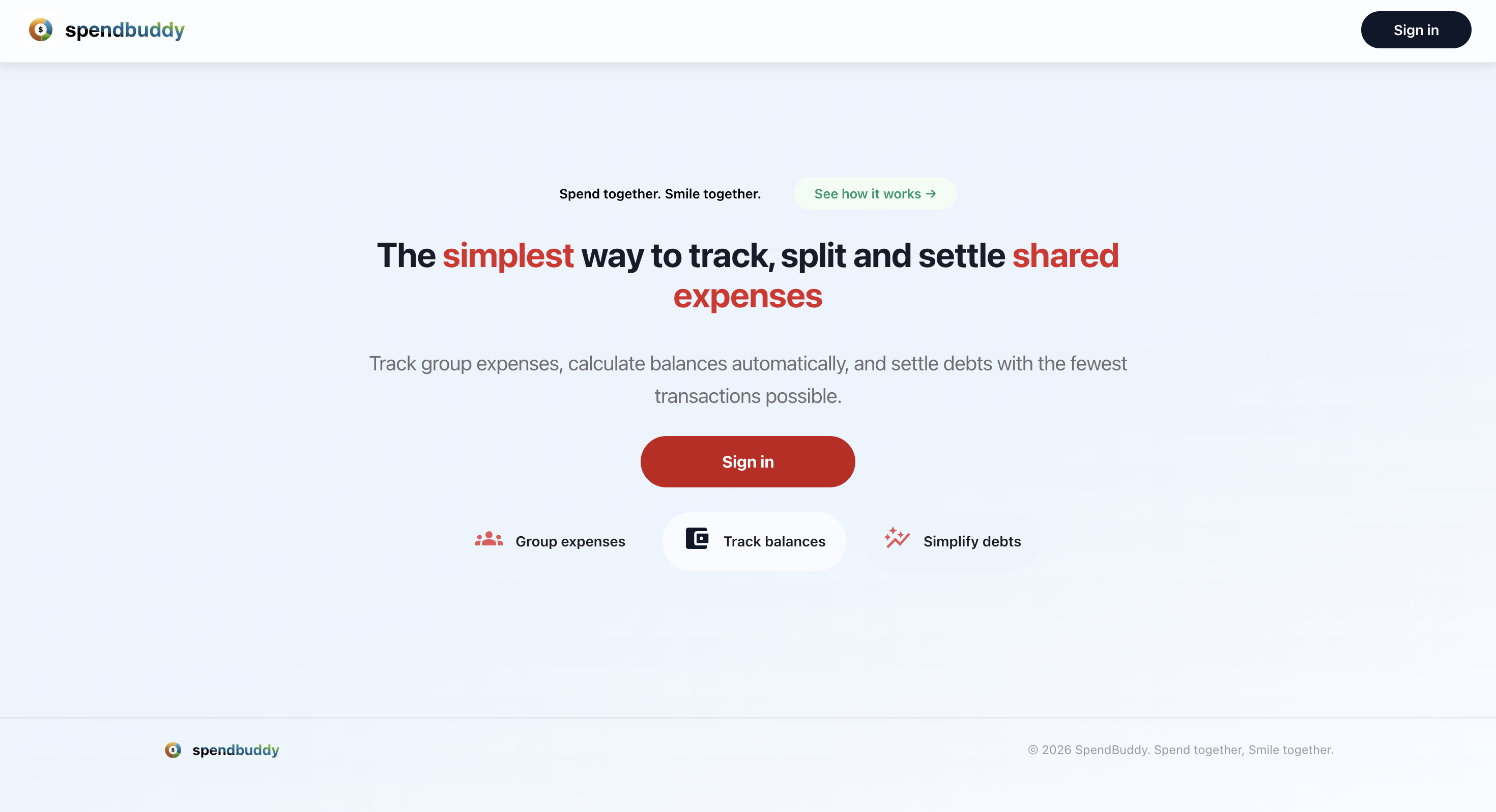 Screenshot of spendbuddy website