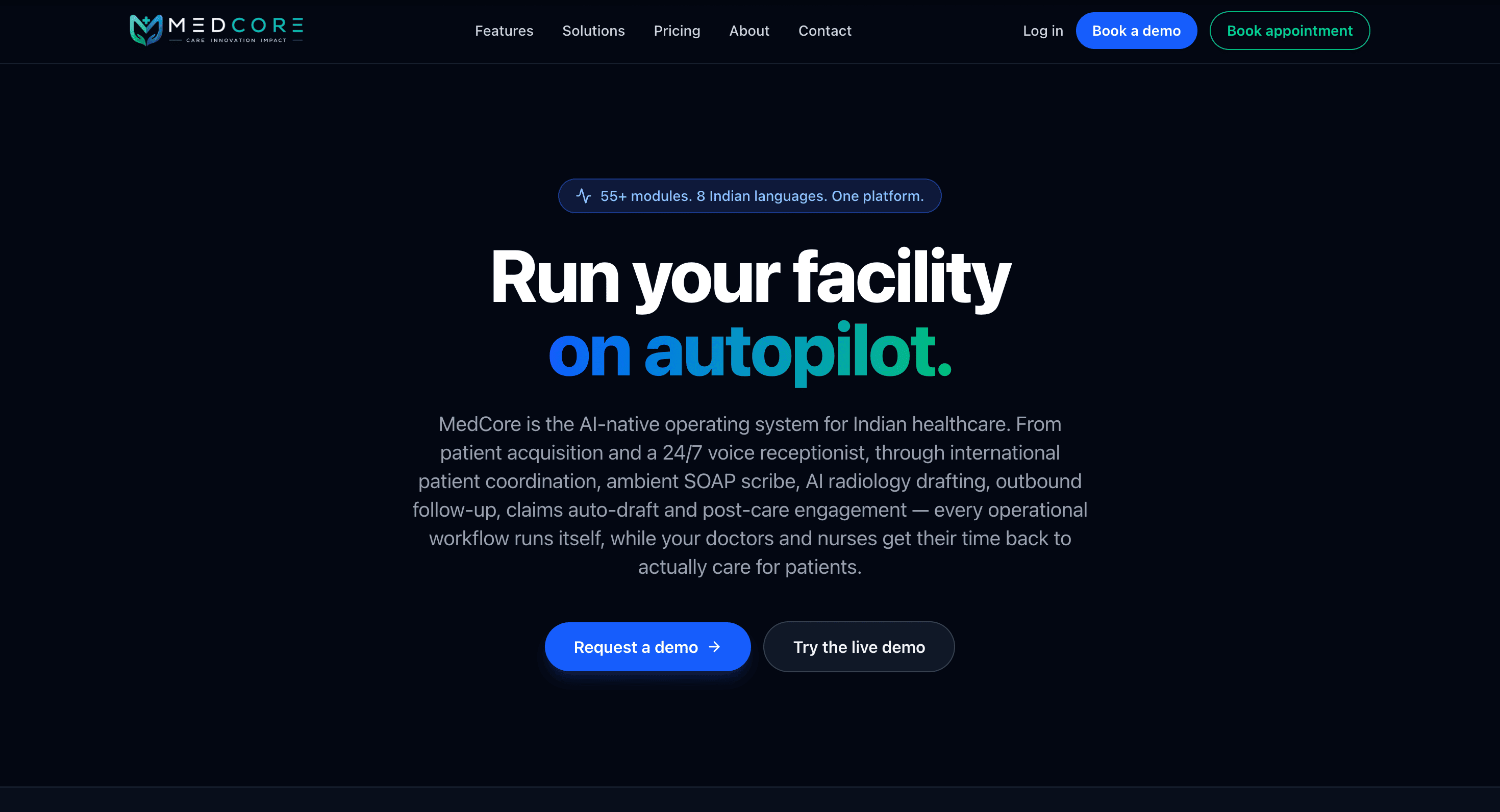Screenshot of Medcore website