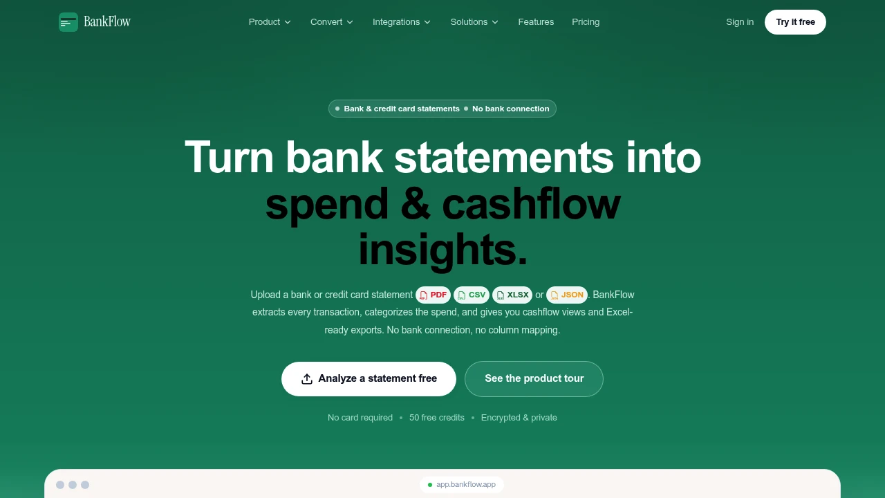 Screenshot of BankFlow website