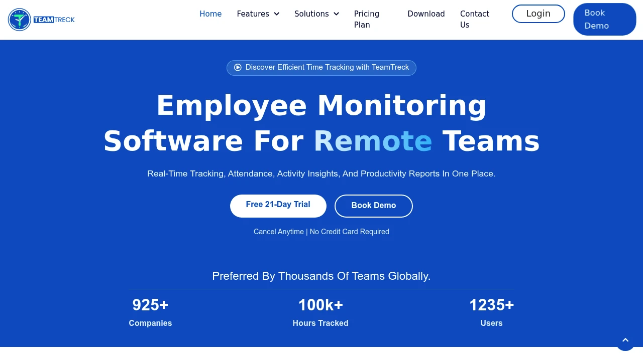 Screenshot of Team Treck website