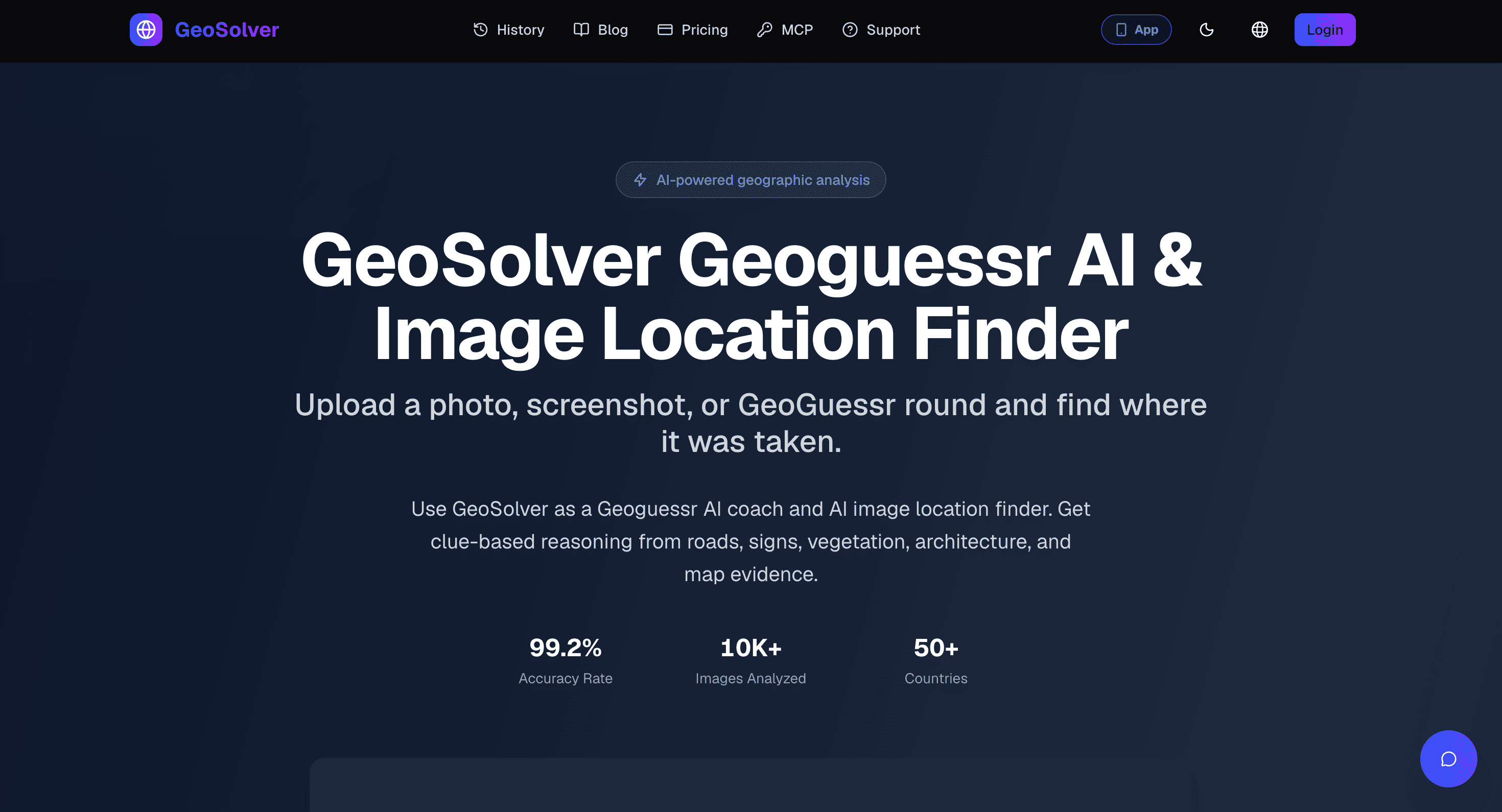 Screenshot of Reverse Image Location website