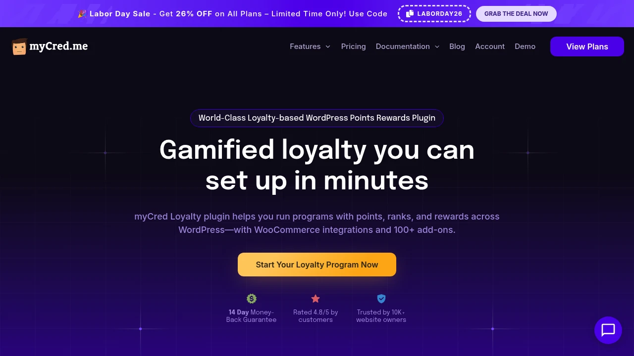 Screenshot of myCred website