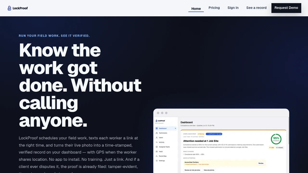 Screenshot of LockProof website