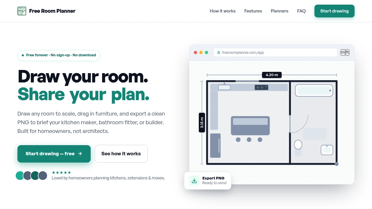 Screenshot of Free Room Planner website