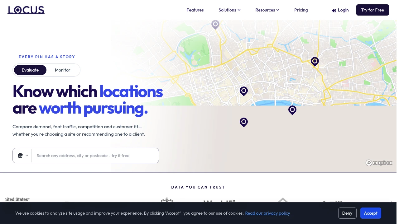 Screenshot of Locus website