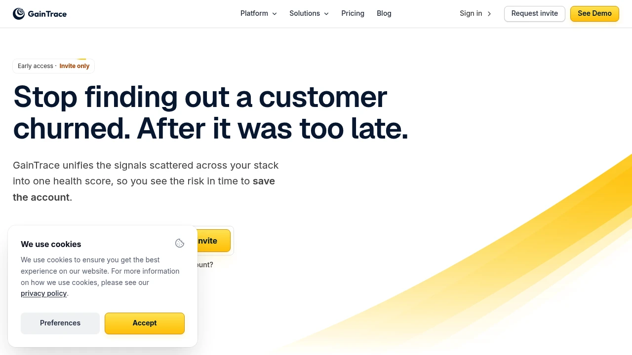 Screenshot of GainTrace website