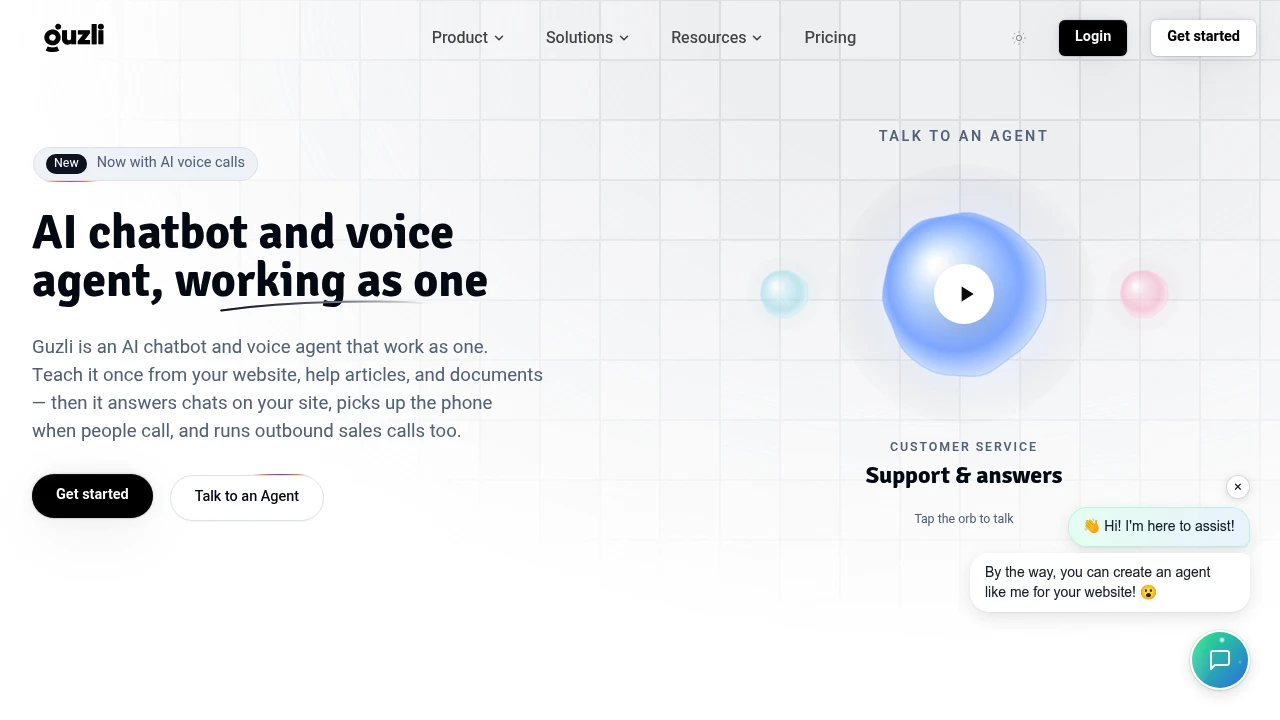 Screenshot of Guzli website