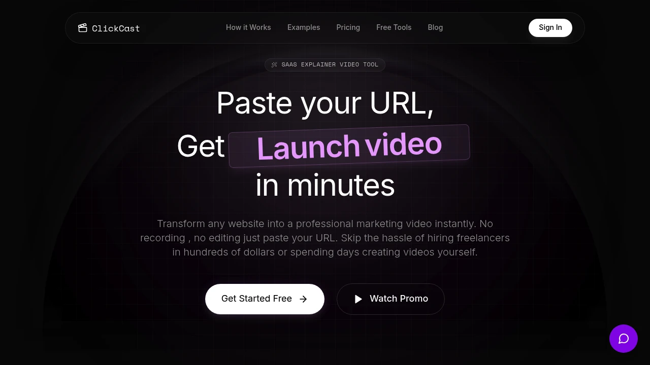 Screenshot of Clickcast website