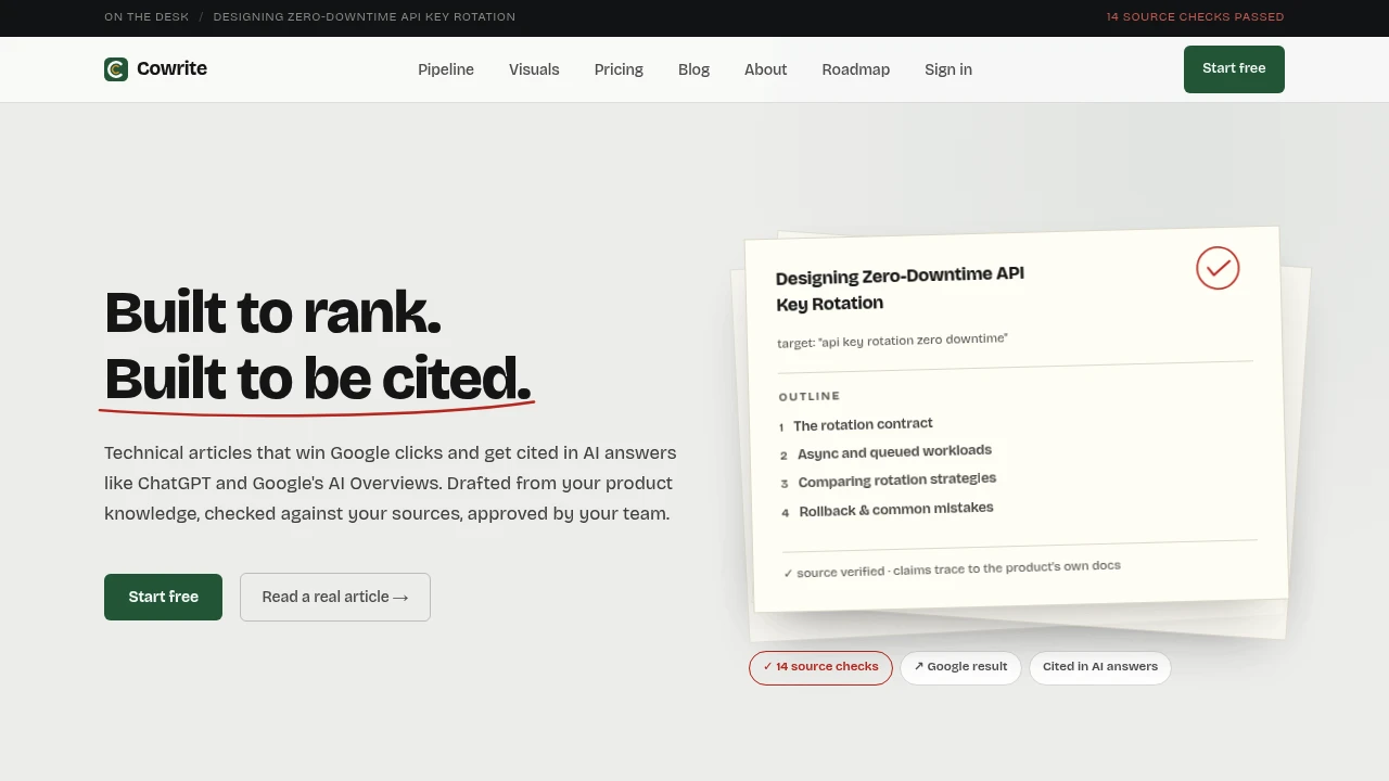 Screenshot of Cowrite website