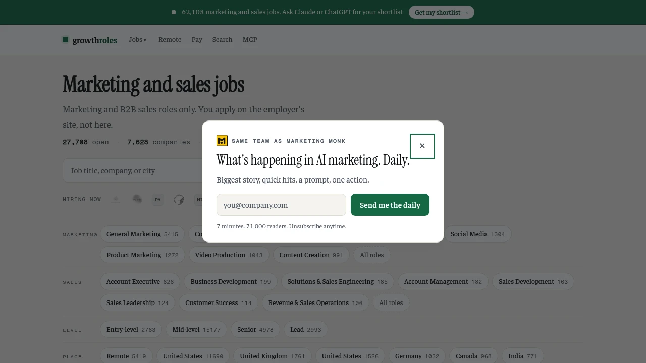 Screenshot of GrowthRoles website