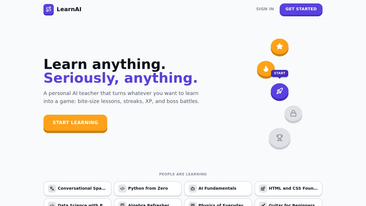Screenshot of LearnAI website