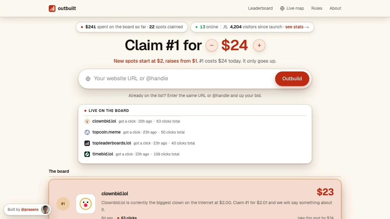 Screenshot of Outbuilt website