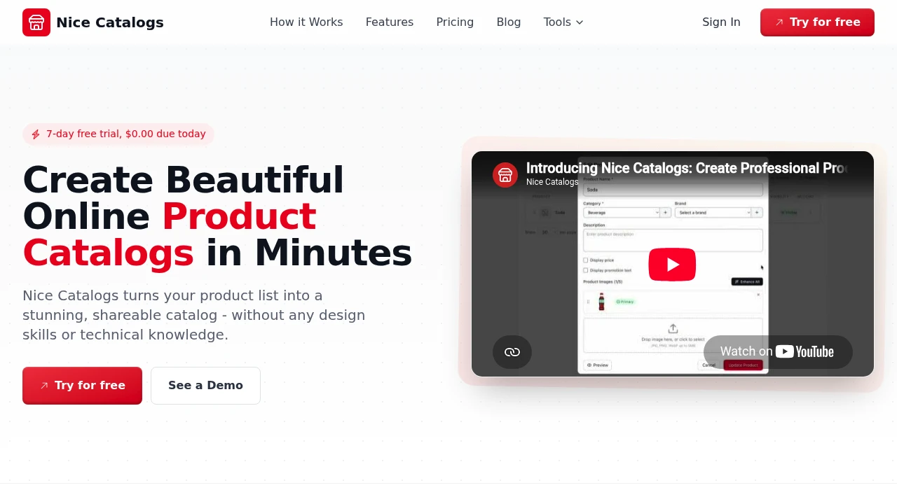 Screenshot of Nice Catalogs website