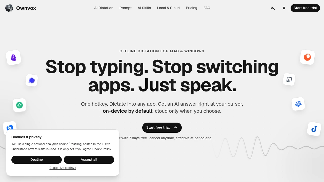 Screenshot of Ownvox website