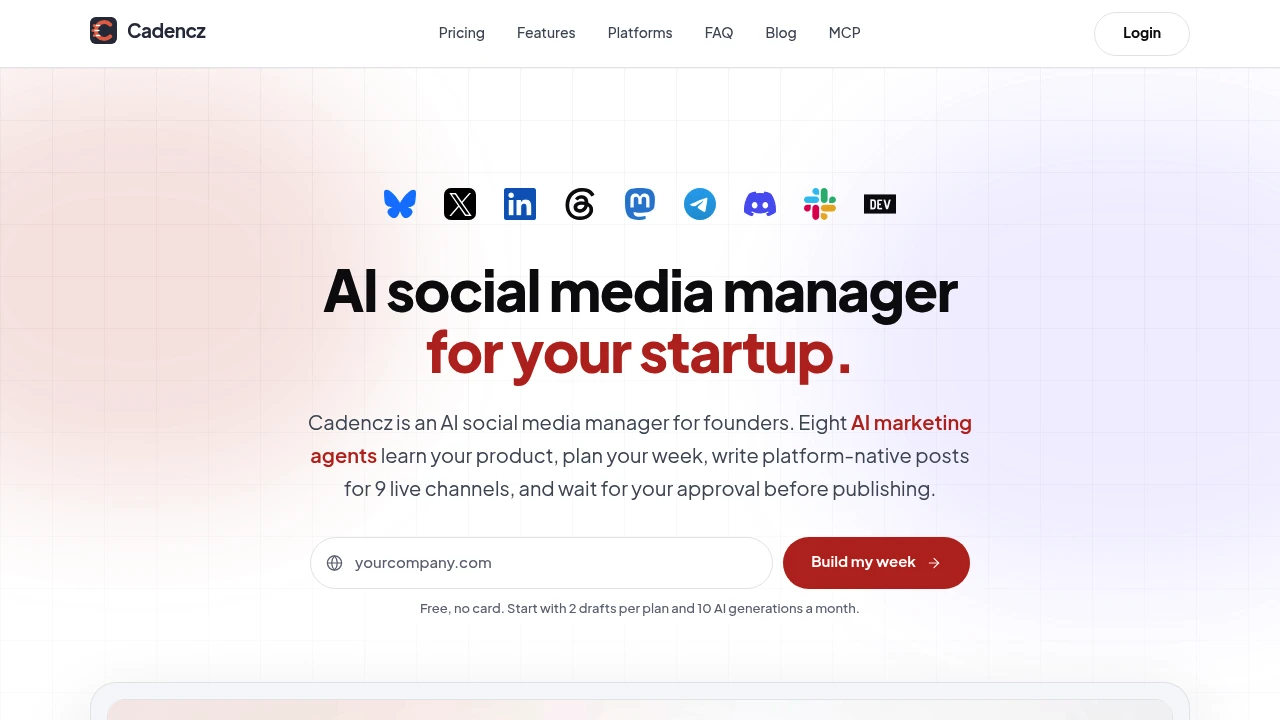 Screenshot of Cadencz website