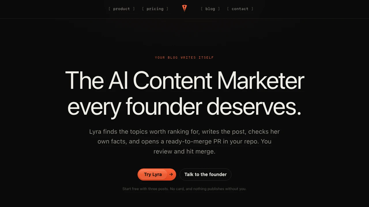 Screenshot of Lyra AI website
