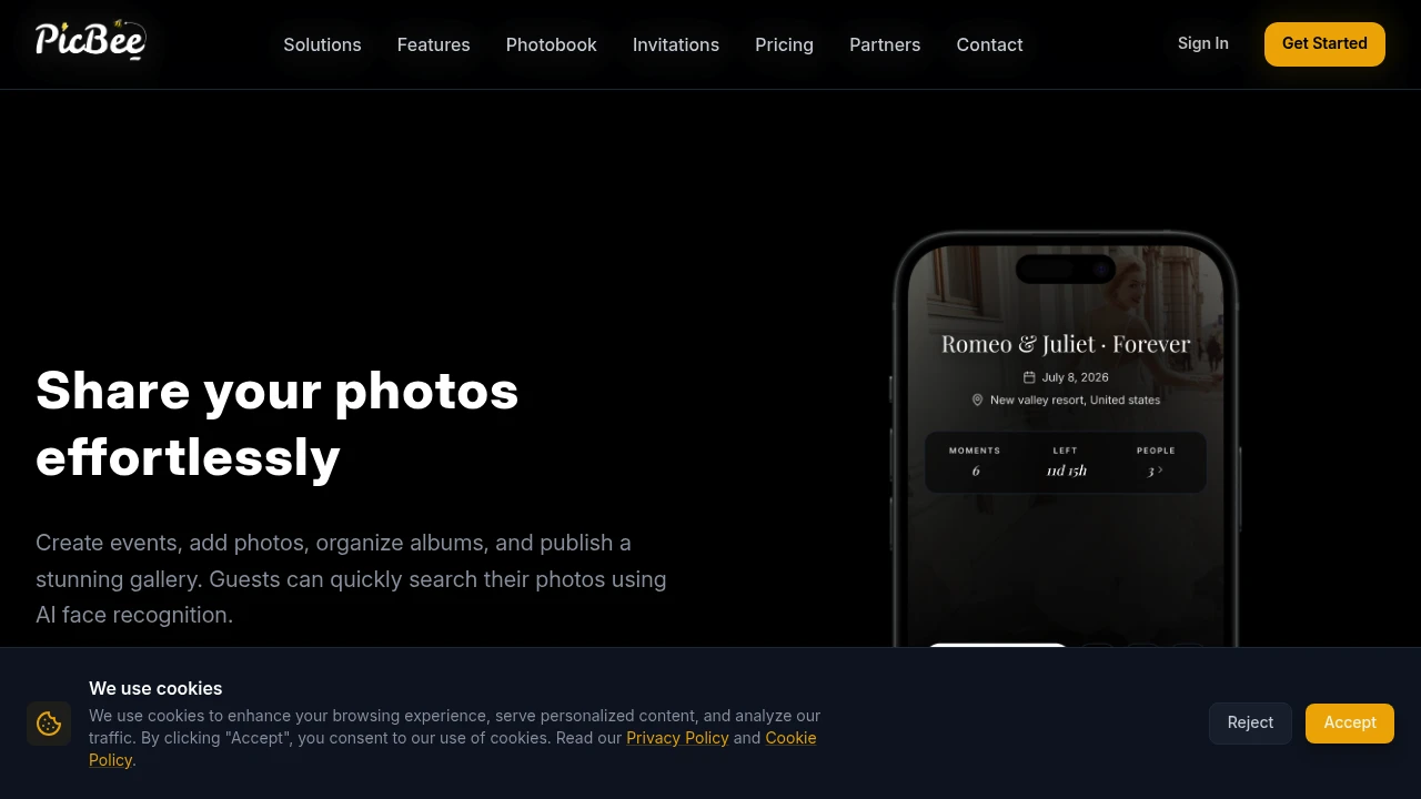 Screenshot of Picbee website