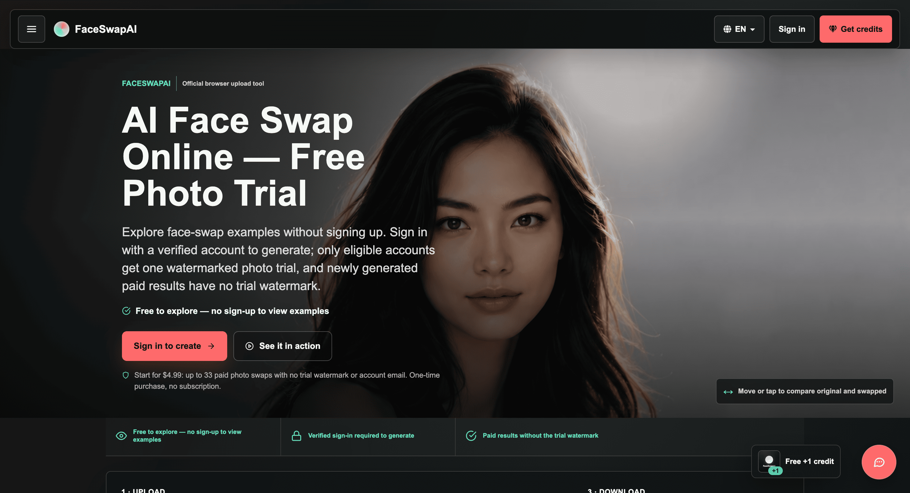 Screenshot of FaceSwapAI website