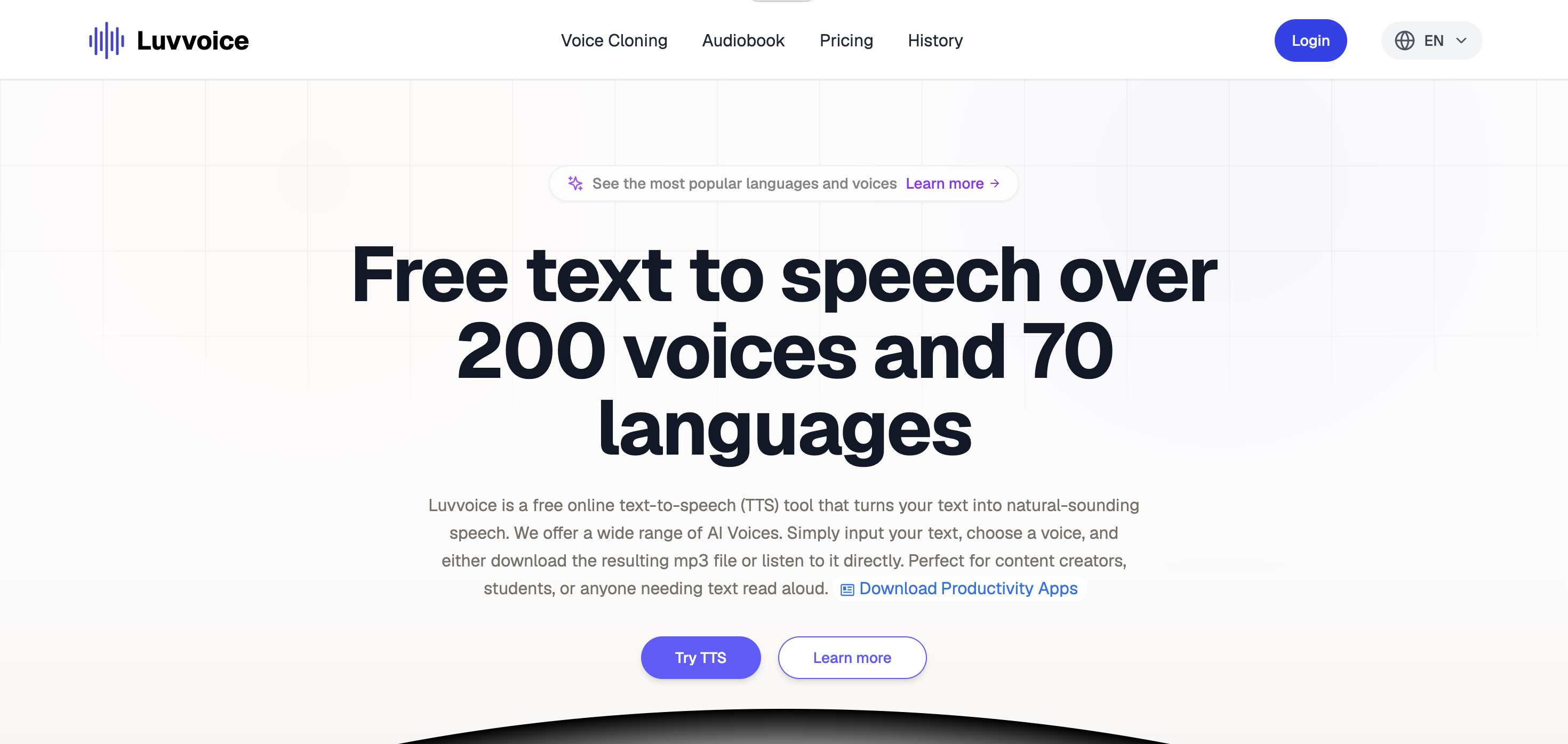 Screenshot of Luvvoice website