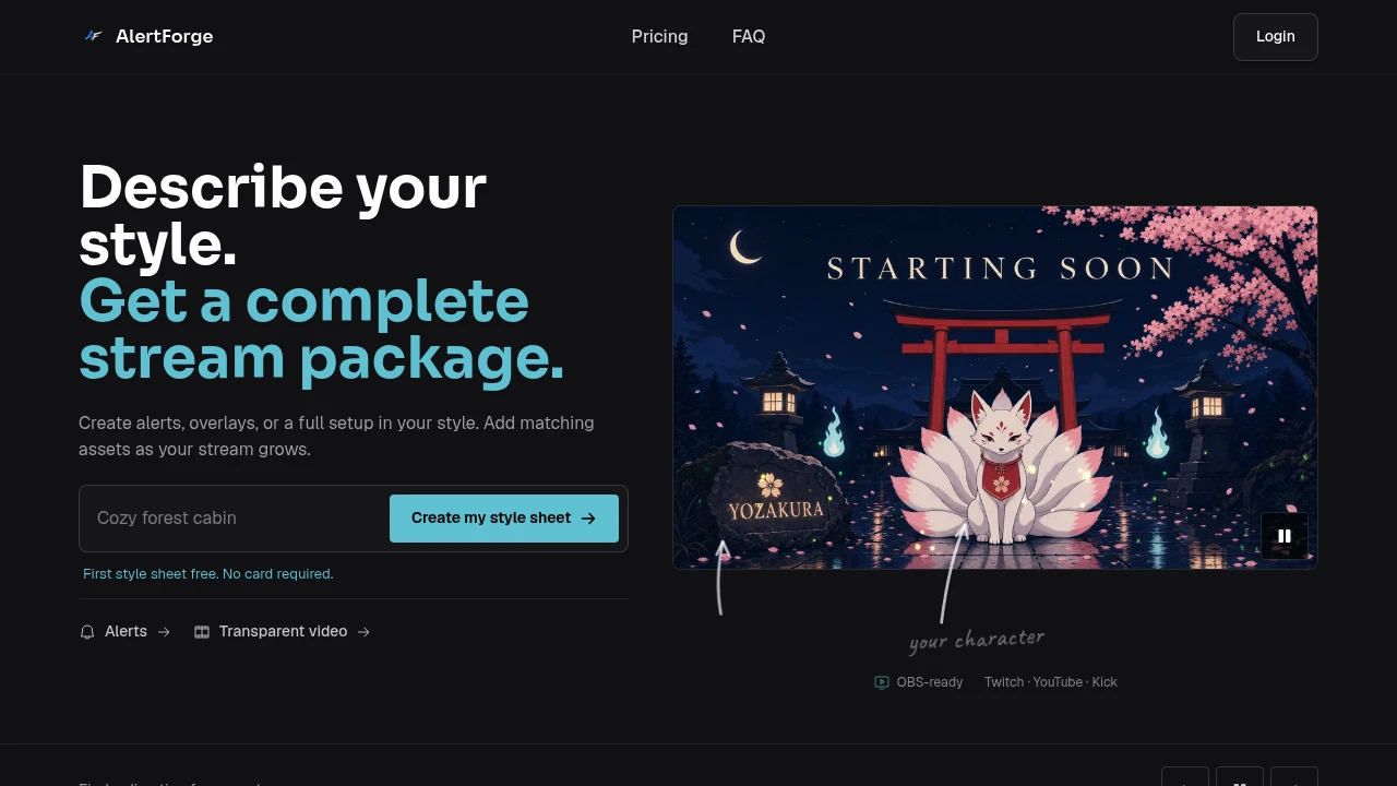 Screenshot of AlertForge website