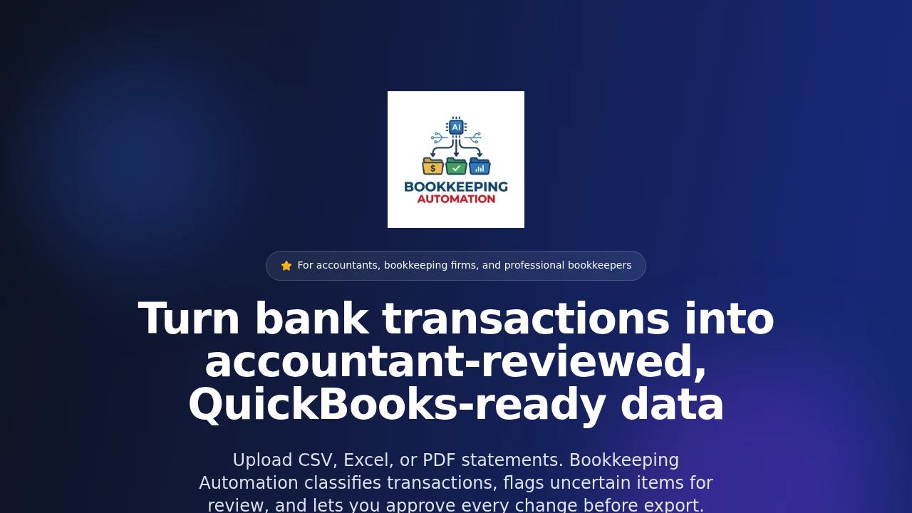 Screenshot of BookkeepingAutomation.ai website