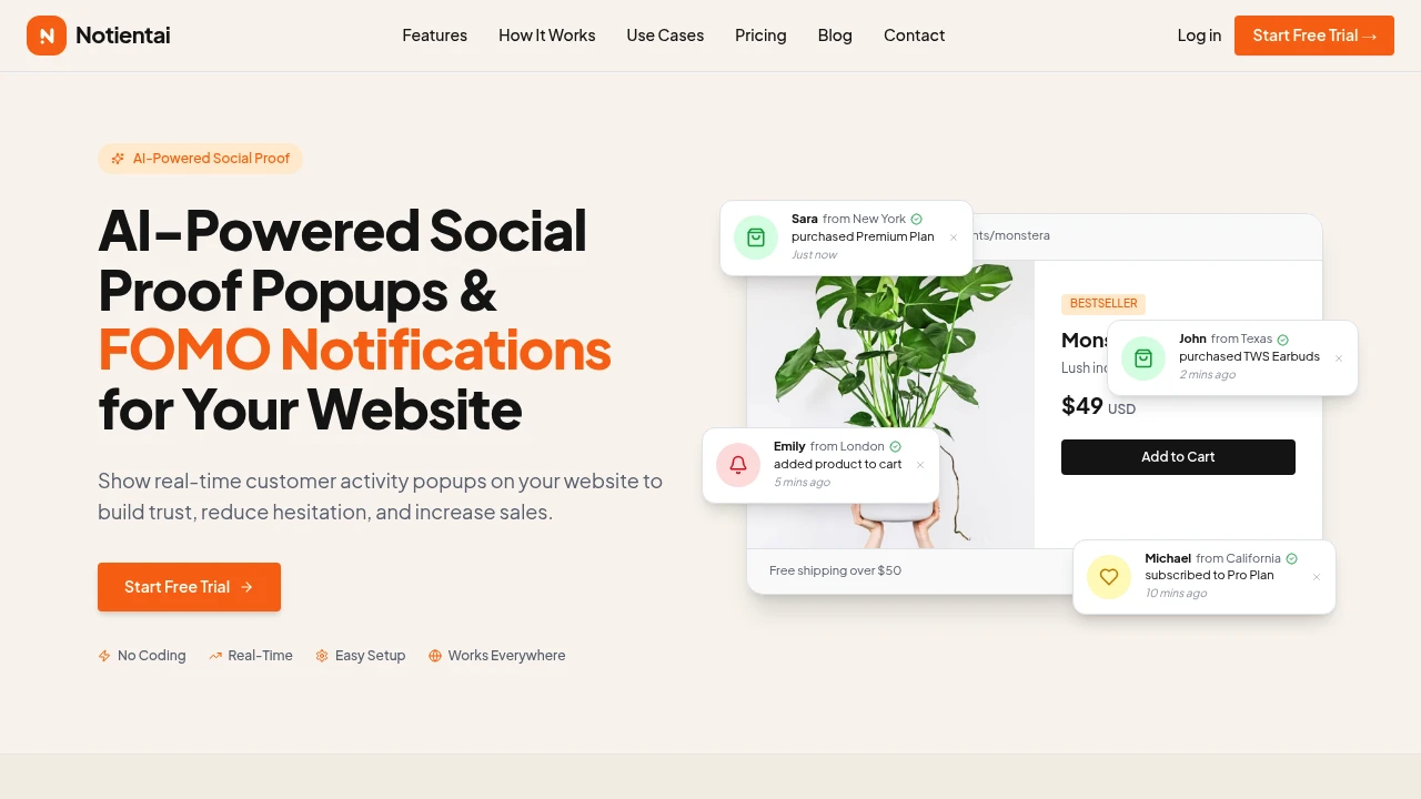 Screenshot of NotientAI website