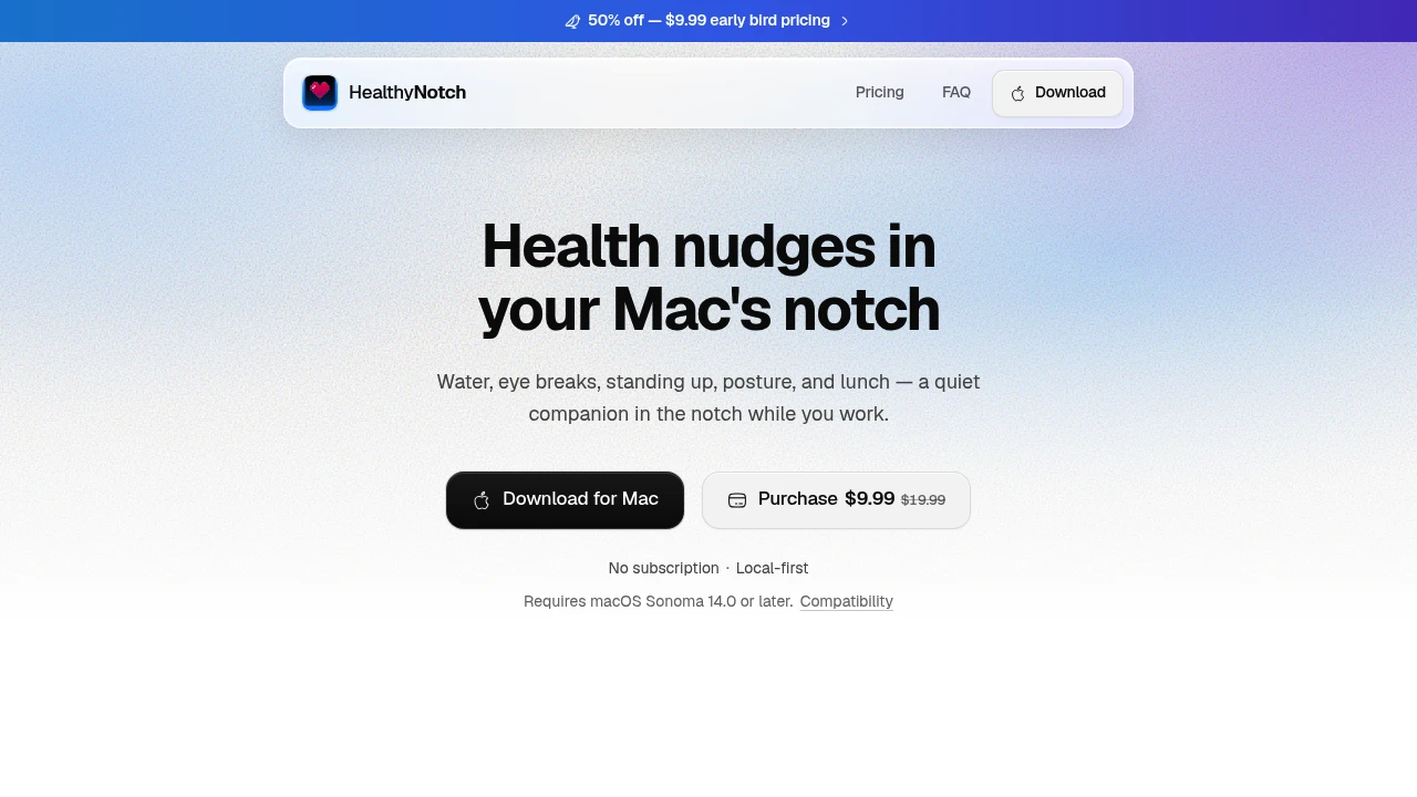 Screenshot of HealthyNotch website