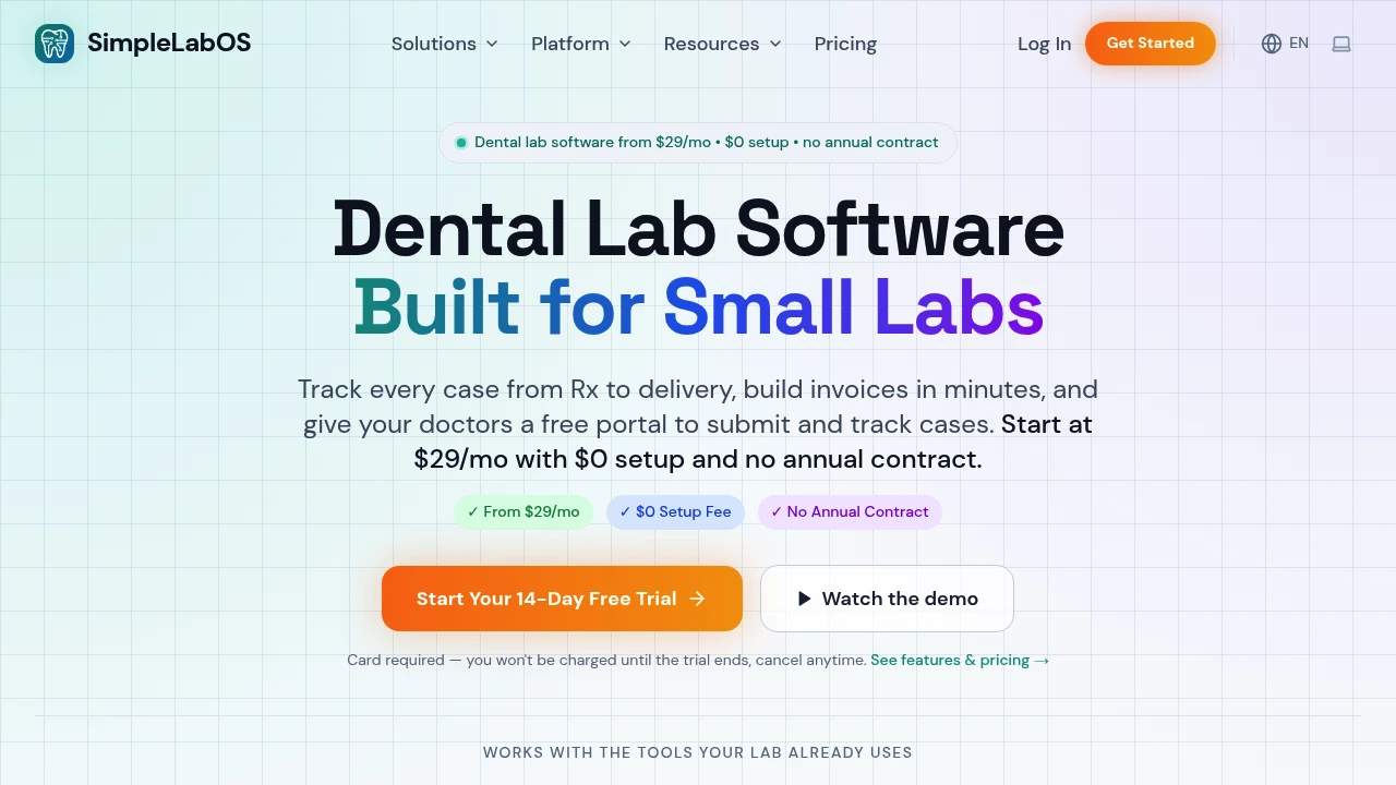 Screenshot of SimpleLabOS website