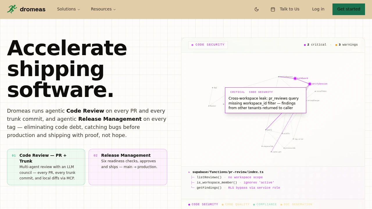 Screenshot of Dromeas website