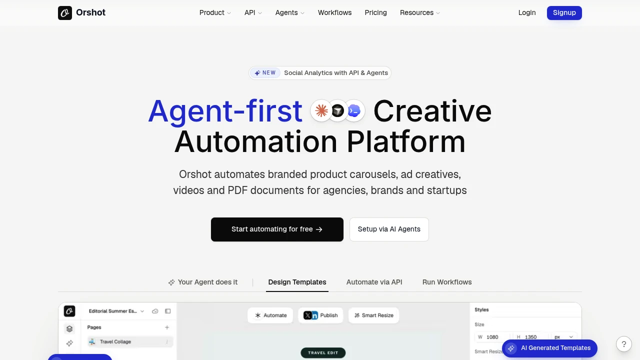 Screenshot of Orshot website